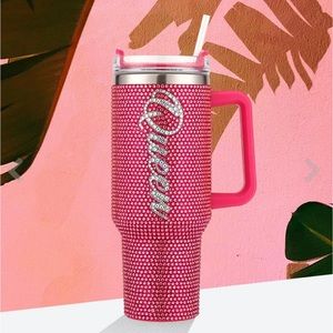 Bling QUEEN Message Studded 40oz Stainless Steel Tumbler With Handle